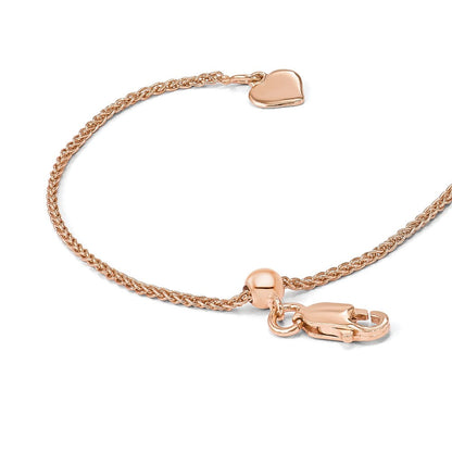 Sterlingsilber Verstellbar Rose Vergoldet 1.3mm Ährenkette Halskette