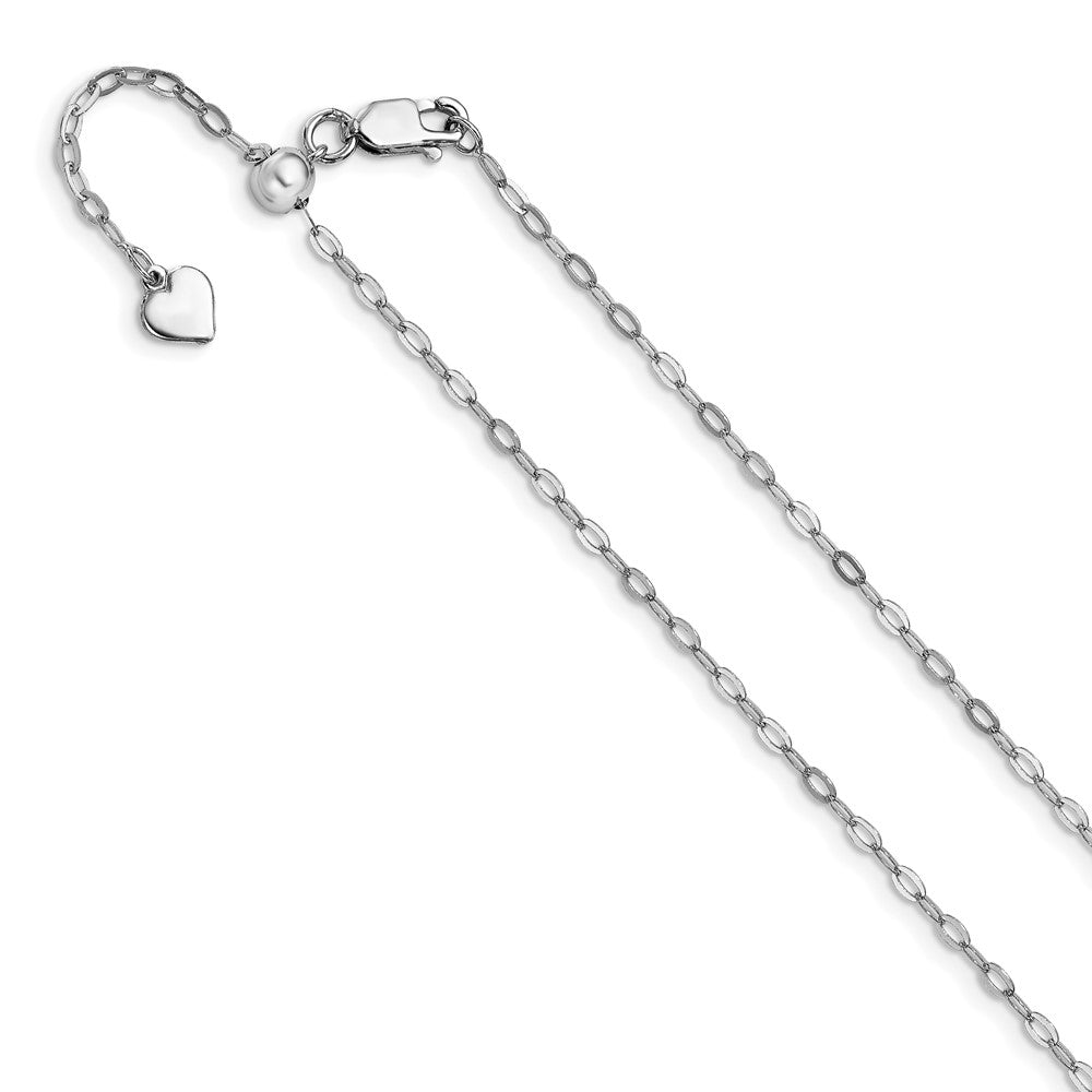 Sterlingsilber Rhodiniert Verstellbar 2mm Flach Oval Halskette
