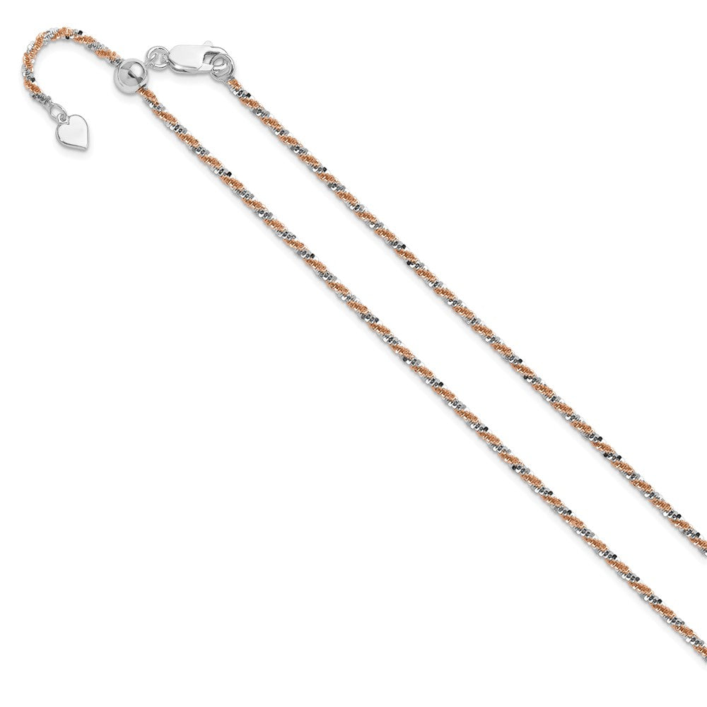 22 Zoll Sterlingsilber mit Roséfarben Verstellbar 2mm Cyclone Halskette