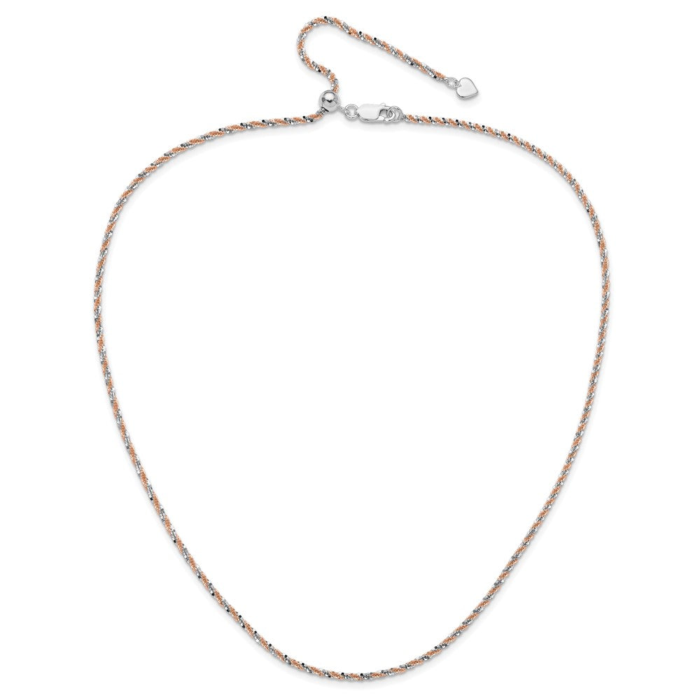 22 Zoll Sterlingsilber mit Roséfarben Verstellbar 2mm Cyclone Halskette