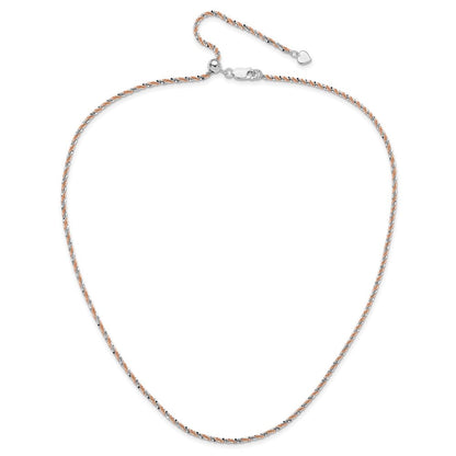 22 Zoll Sterlingsilber mit Roséfarben Verstellbar 2mm Cyclone Halskette