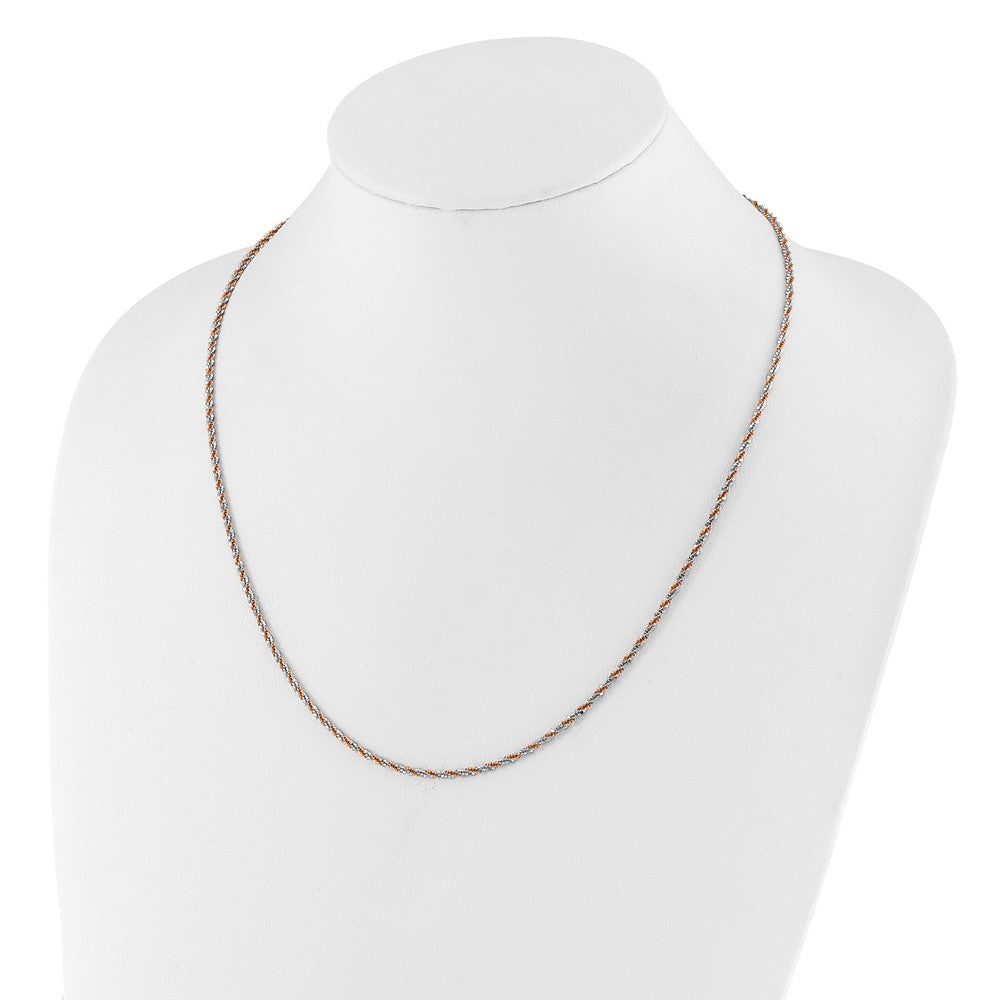 22 Zoll Sterlingsilber mit Roséfarben Verstellbar 2mm Cyclone Halskette