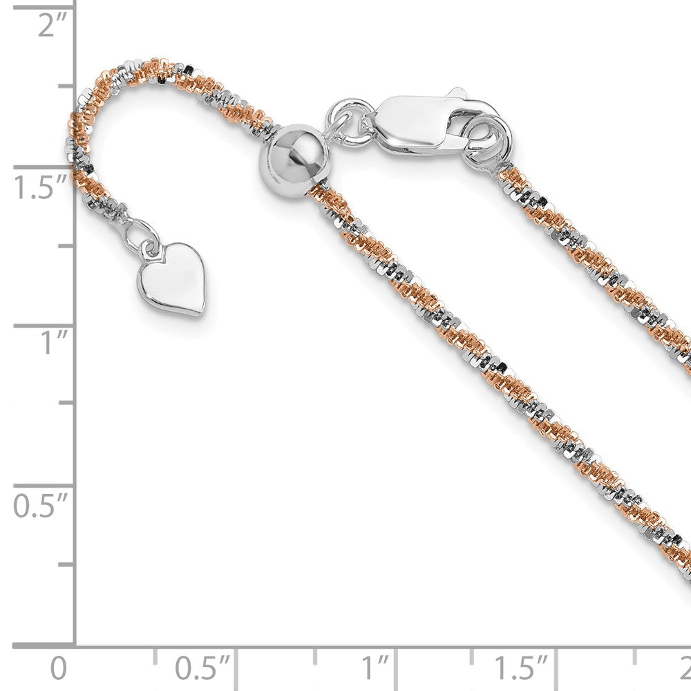 22 Zoll Sterlingsilber mit Roséfarben Verstellbar 2mm Cyclone Halskette
