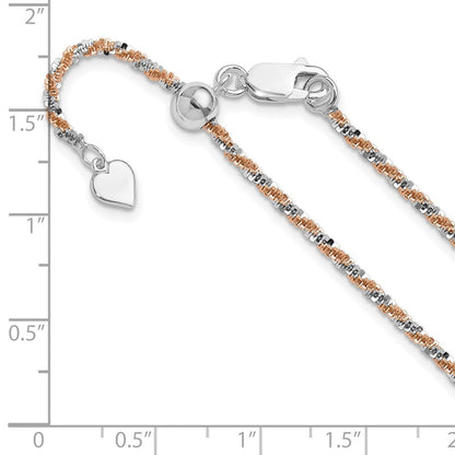 22 Zoll Sterlingsilber mit Roséfarben Verstellbar 2mm Cyclone Halskette
