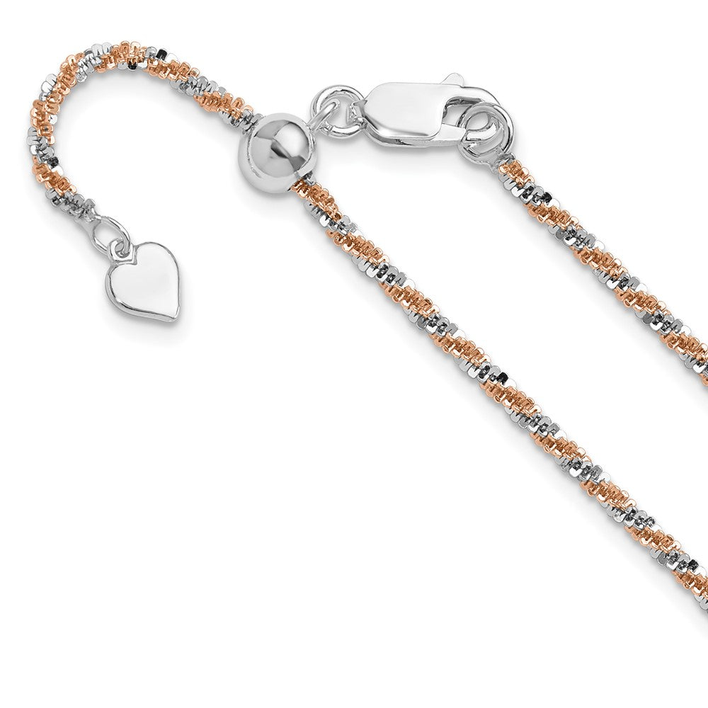 22 Zoll Sterlingsilber mit Roséfarben Verstellbar 2mm Cyclone Halskette