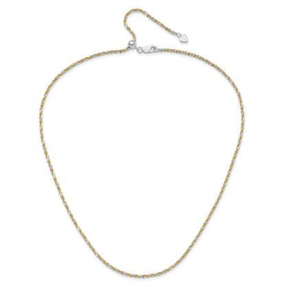 Sterlingsilber mit Goldfarben Verstellbar 2mm Cyclone Halskette