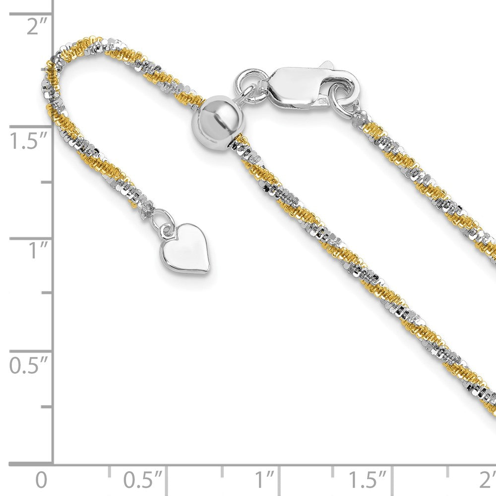 Sterlingsilber mit Goldfarben Verstellbar 2mm Cyclone Halskette
