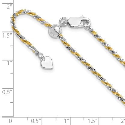 Sterlingsilber mit Goldfarben Verstellbar 2mm Cyclone Halskette
