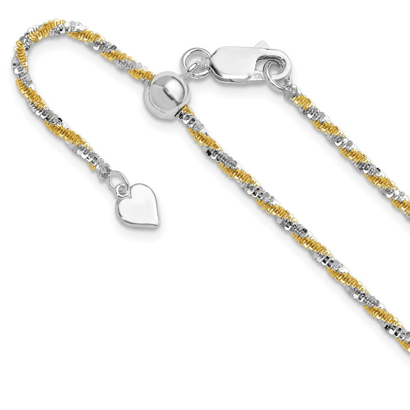Sterlingsilber mit Goldfarben Verstellbar 2mm Cyclone Halskette