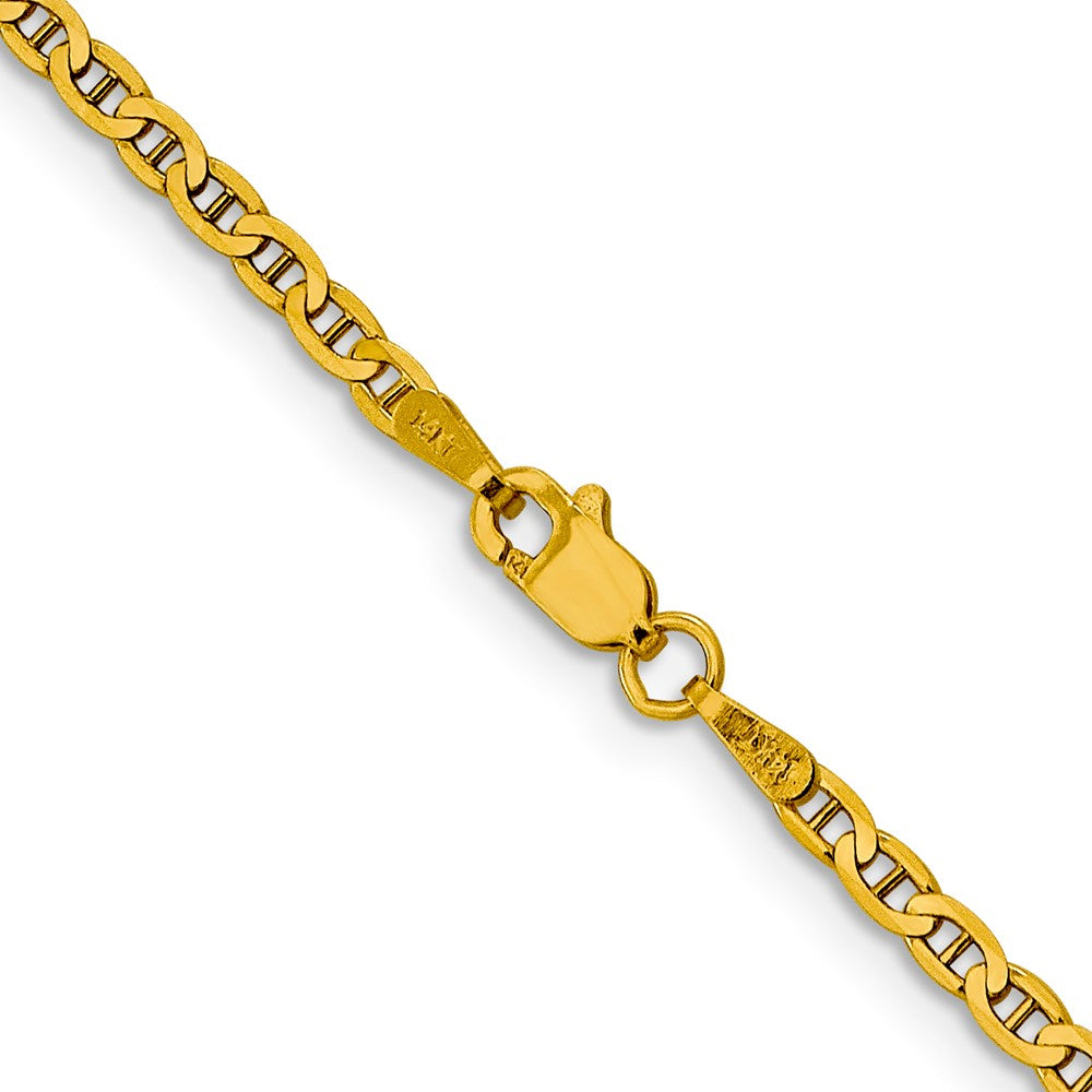 14K Gelbgold 2.4mm Konkav Anker mit Karabinerverschluss Halskette