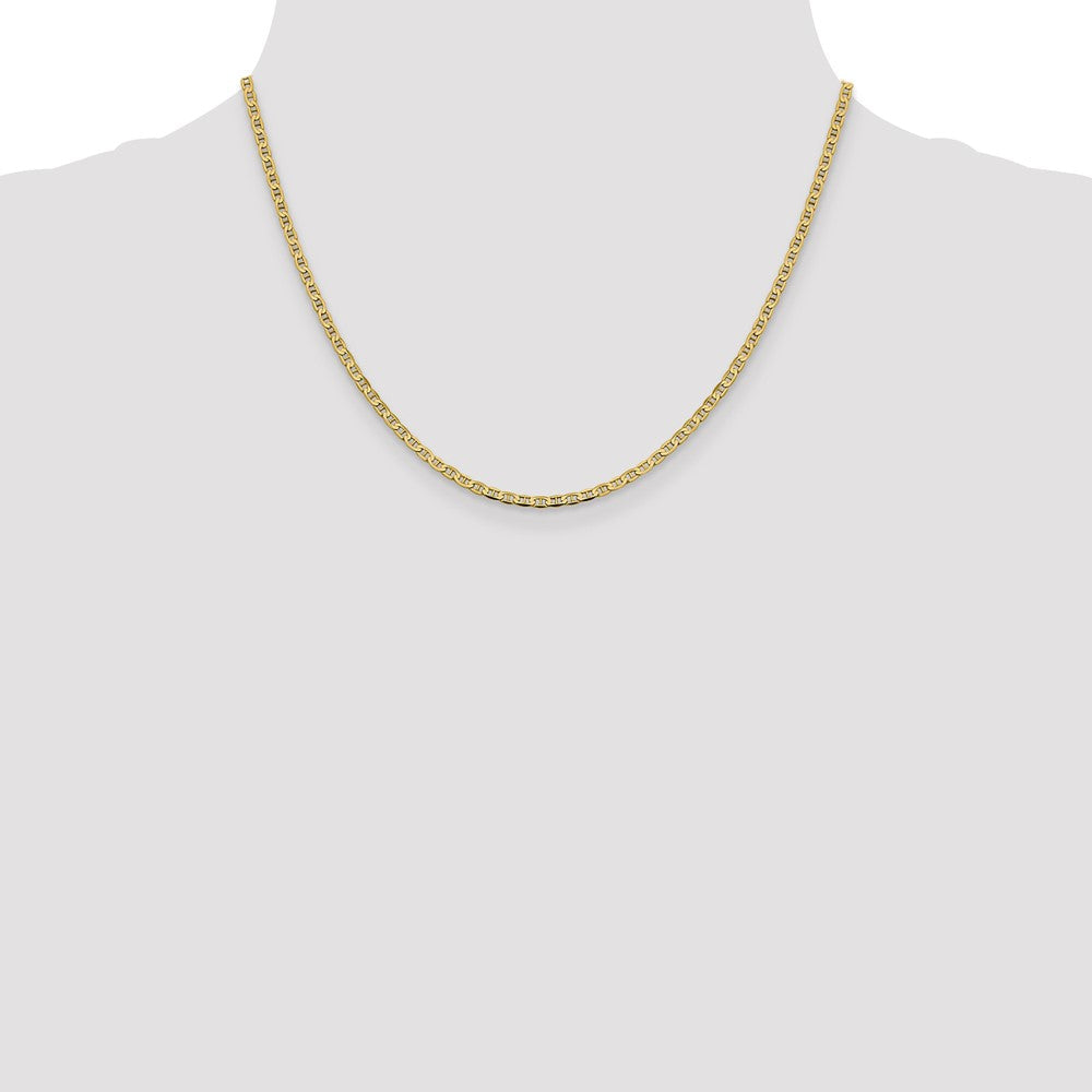 14K Gelbgold 2.4mm Konkav Anker mit Karabinerverschluss Halskette