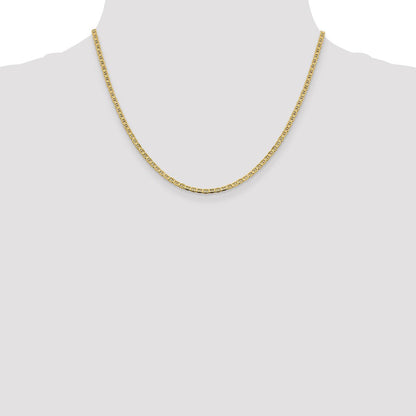 14K Gelbgold 2.4mm Konkav Anker mit Karabinerverschluss Halskette
