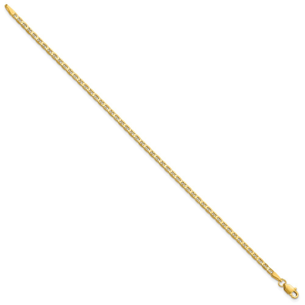 14K Gelbgold 2.4mm Konkav Anker mit Karabinerverschluss Kette Fußkettchen