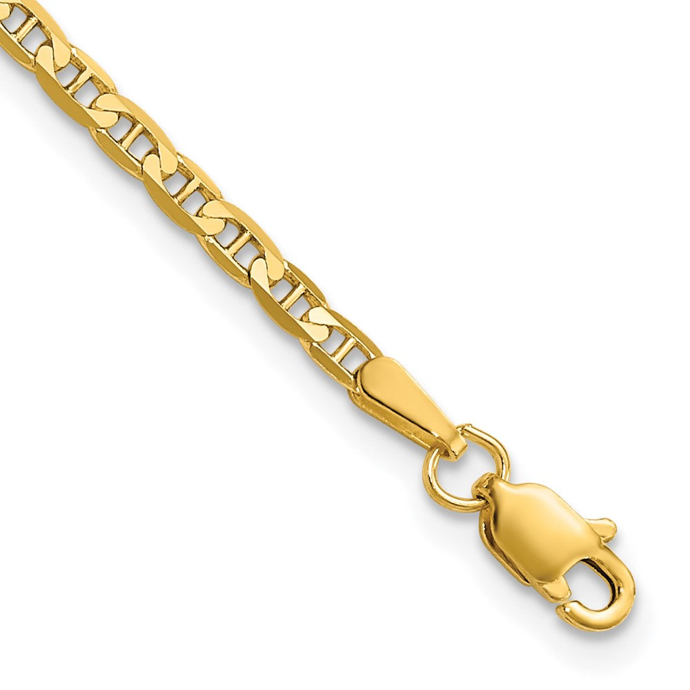 14K Gelbgold 2.4mm Konkav Anker mit Karabinerverschluss Kette Fußkettchen