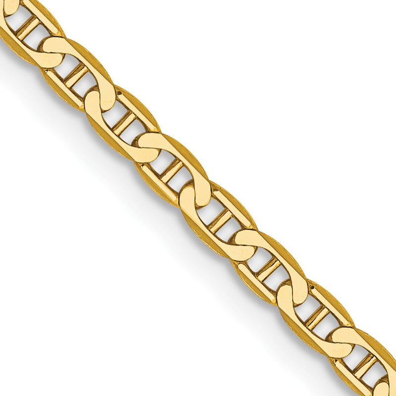 14K Gelbgold 2.4mm Konkav Anker mit Karabinerverschluss Halskette
