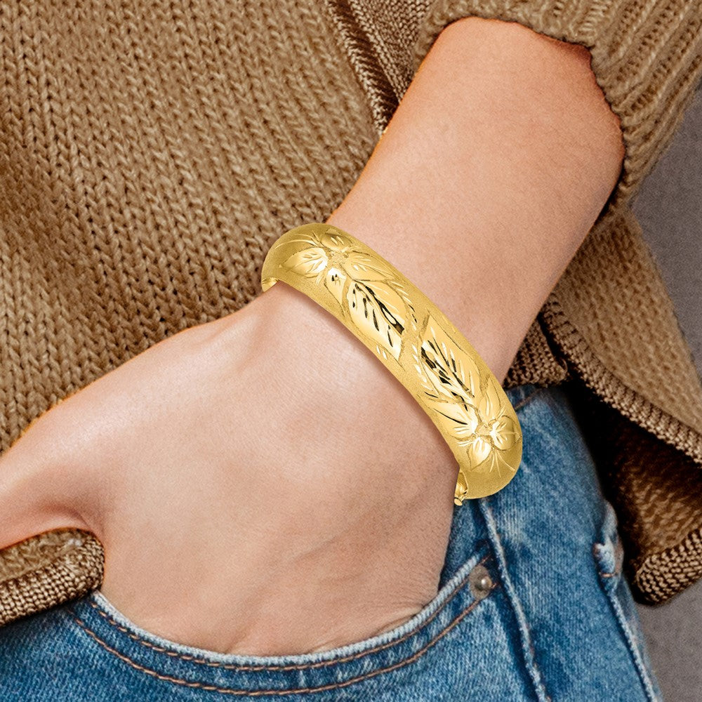 7 Zoll 14K 11/16 Florentinisch Graviert Klappbar Armreif Armband