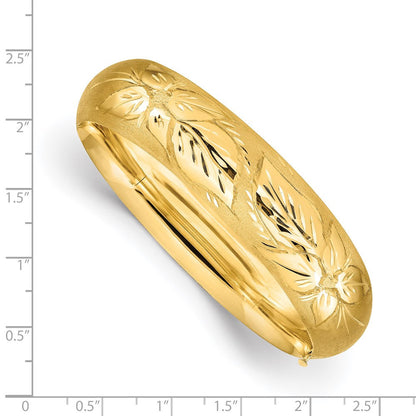 8 Zoll 14K 11/16 Oversize Florentinisch Graviert Klappbar Armreif Armband