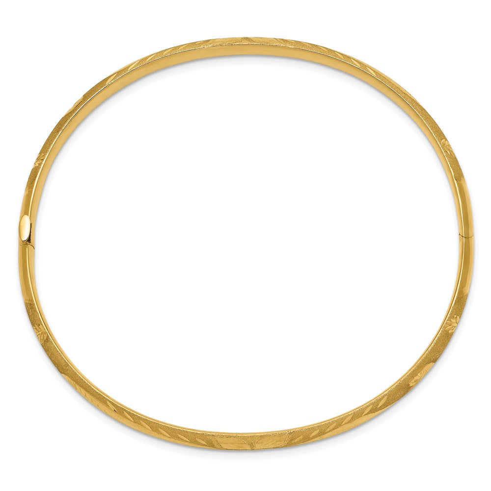 14K Gelbgold 3/16 Oversize Florentinisch Graviert Klappbar Armreif Armband