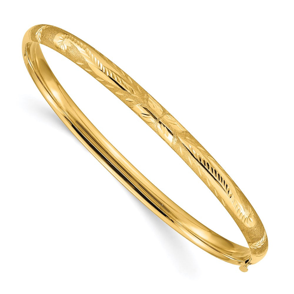 8 Zoll 14K 3/16 Oversize Florentinisch Graviert Klappbar Armreif Armband