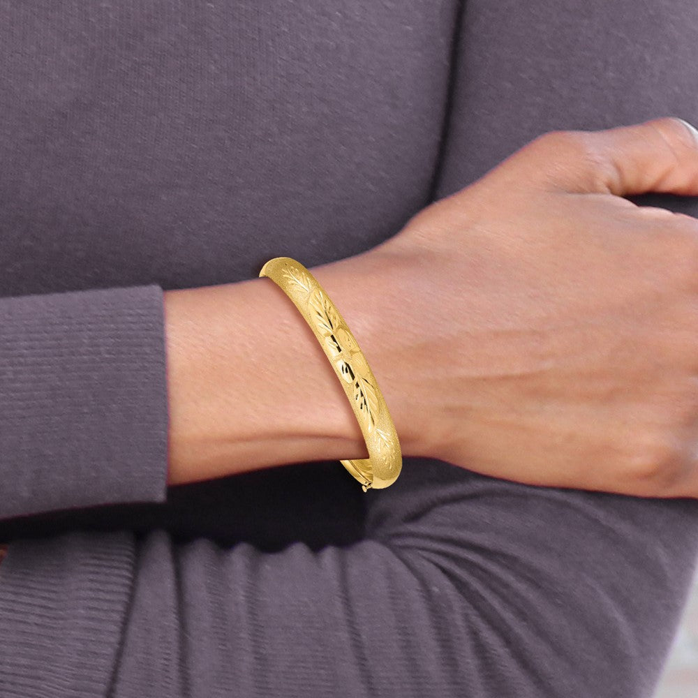 7 Zoll 14K 5/16 Florentinisch Graviert Klappbar Armreif Armband