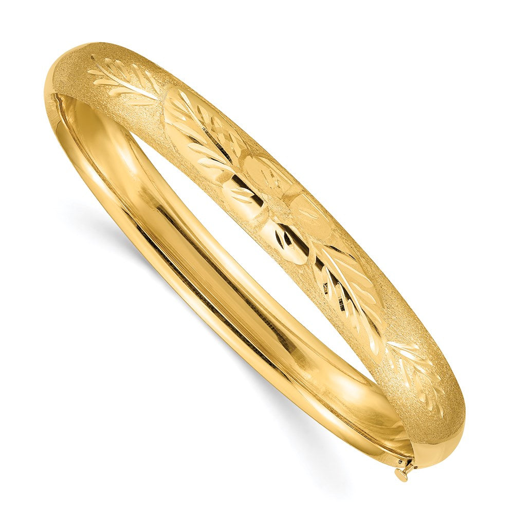 8 Zoll 14K 5/16 Oversize Florentinisch Graviert Klappbar Armreif Armband