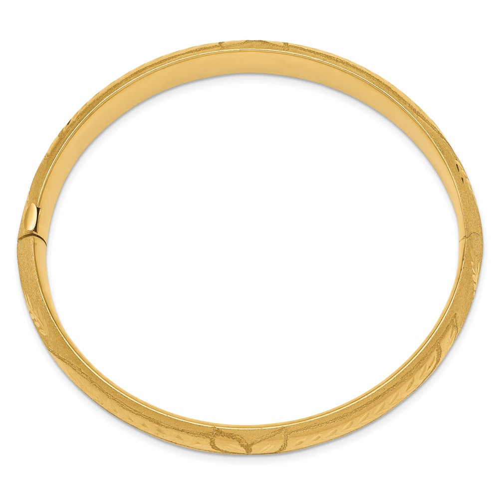8 Zoll 14K 7/16 Oversize Florentinisch Graviert Klappbar Armreif Armband