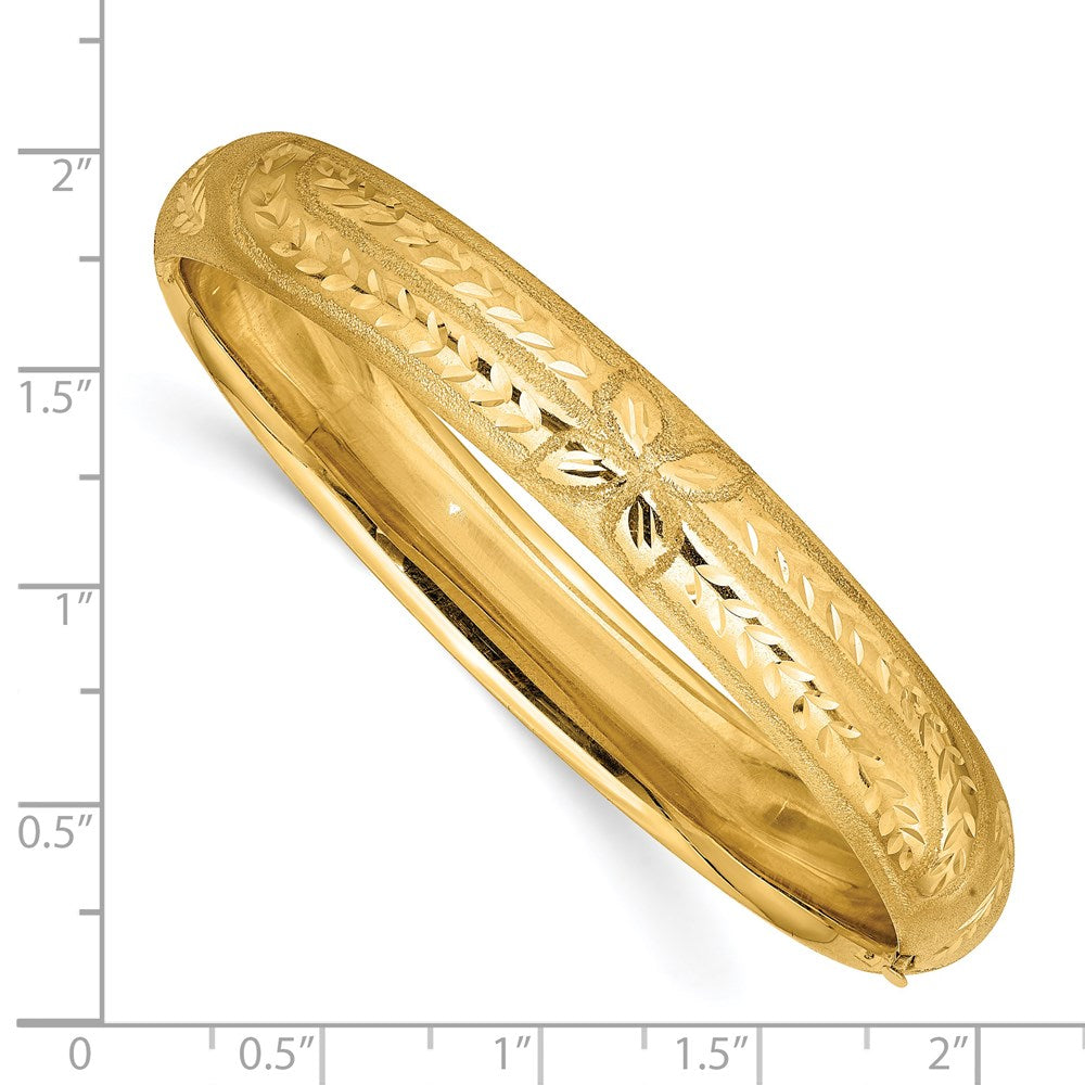 7 Zoll 14K 7/16 Florentinisch Graviert Klappbar Armreif Armband