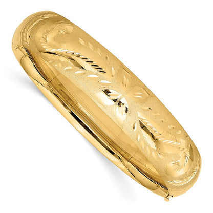 7 Zoll 14K 9/16 Florentinisch Graviert Klappbar Armreif Armband