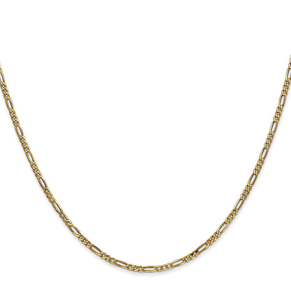 14K Gelbgold 1.8mm Flach Figaro mit Karabinerverschluss Halskette
