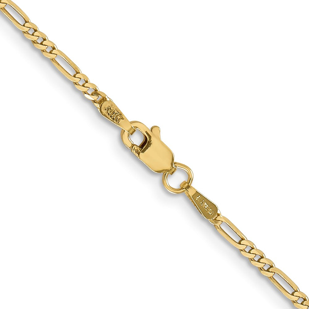14K Gelbgold 1.8mm Flach Figaro mit Karabinerverschluss Kette Kinder Halskette