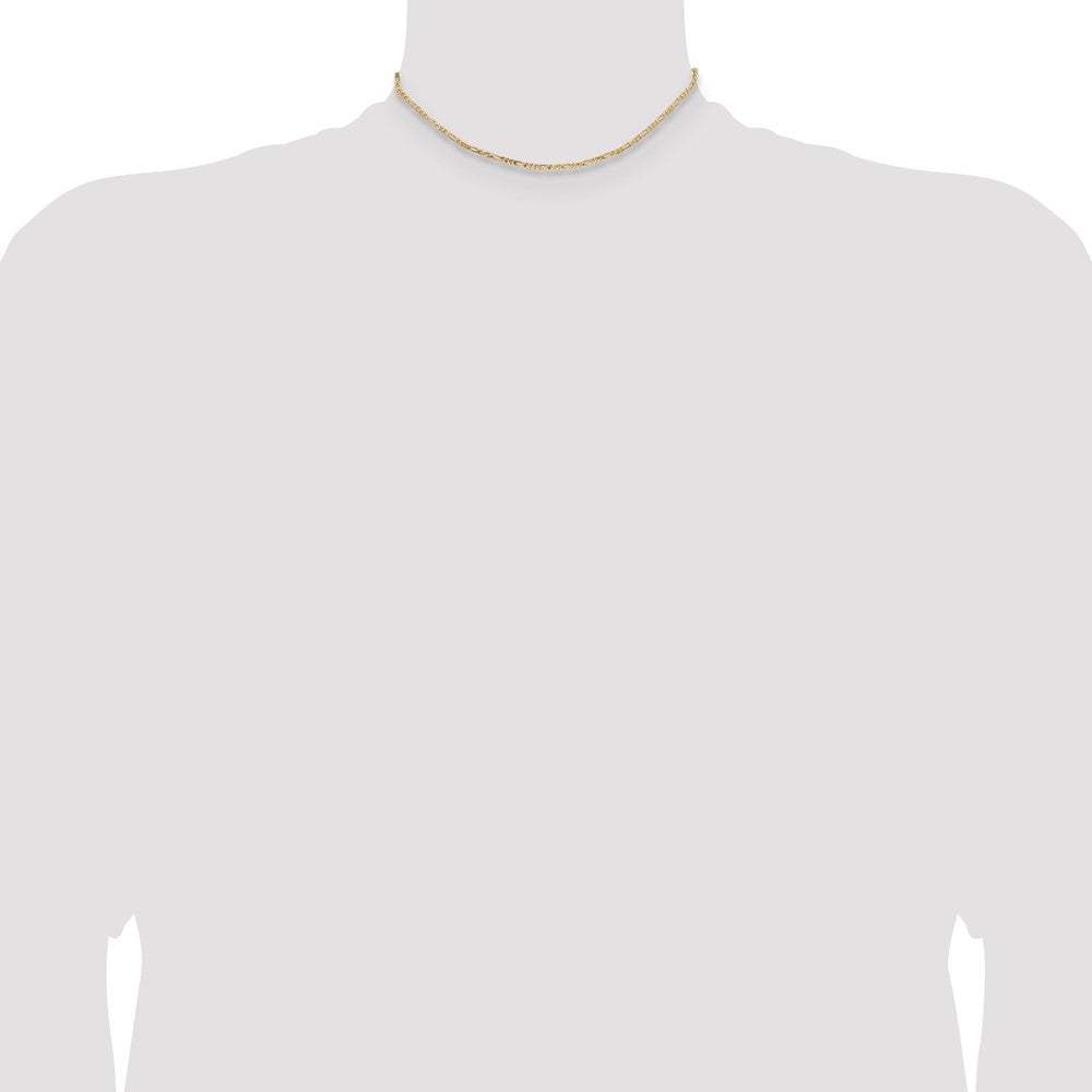 14K Gelbgold 1.8mm Flach Figaro mit Karabinerverschluss Kette Kinder Halskette