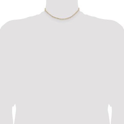 14K Gelbgold 1.8mm Flach Figaro mit Karabinerverschluss Kette Kinder Halskette
