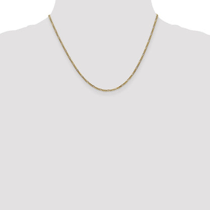 14K Gelbgold 1.8mm Flach Figaro mit Karabinerverschluss Halskette