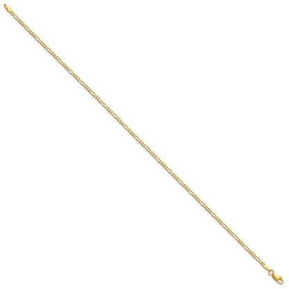 14K Gelbgold 1.8mm Flach Figaro mit Karabinerverschluss Gliederarmband