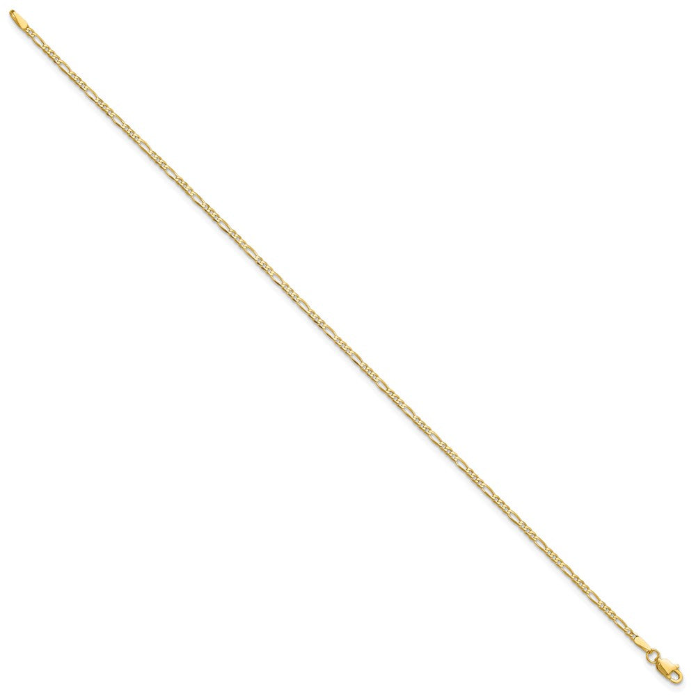 14K Gelbgold 1.8mm Flach Figaro mit Karabinerverschluss Kette Fußkettchen