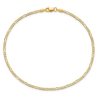 14K Gelbgold 1.8mm Flach Figaro mit Karabinerverschluss Gliederarmband