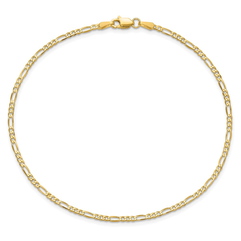 14K Gelbgold 1.8mm Flach Figaro mit Karabinerverschluss Kette Fußkettchen