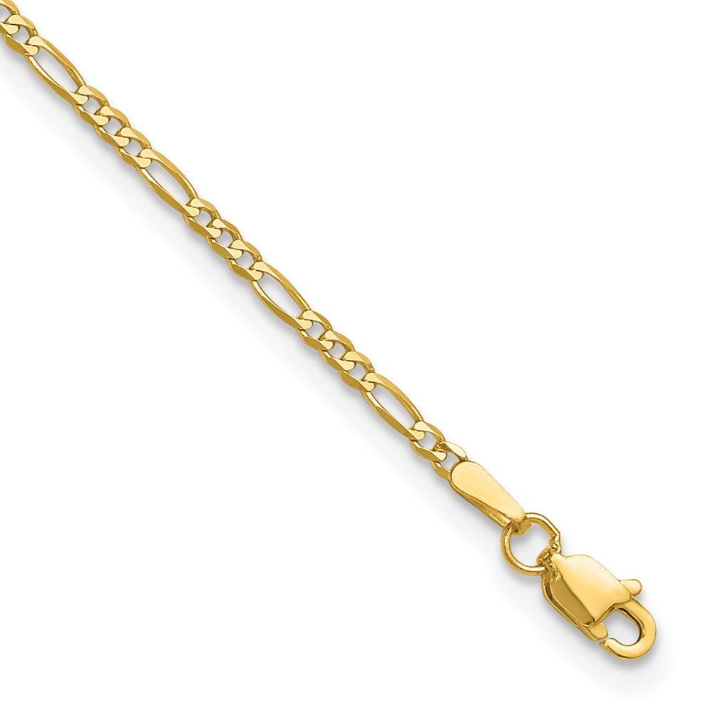14K Gelbgold 1.8mm Flach Figaro mit Karabinerverschluss Gliederarmband