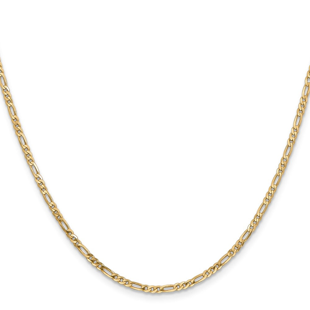 14K Gelbgold 2.25mm Flach Figaro mit Karabinerverschluss Halskette