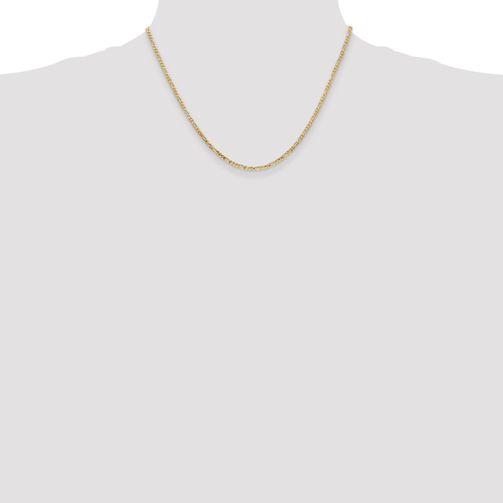 14K Gelbgold 2.25mm Flach Figaro mit Karabinerverschluss Halskette