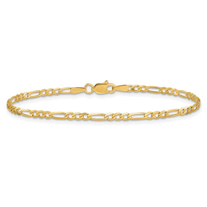 14K Gelbgold 2.25mm Flach Figaro mit Karabinerverschluss Kette Fußkettchen
