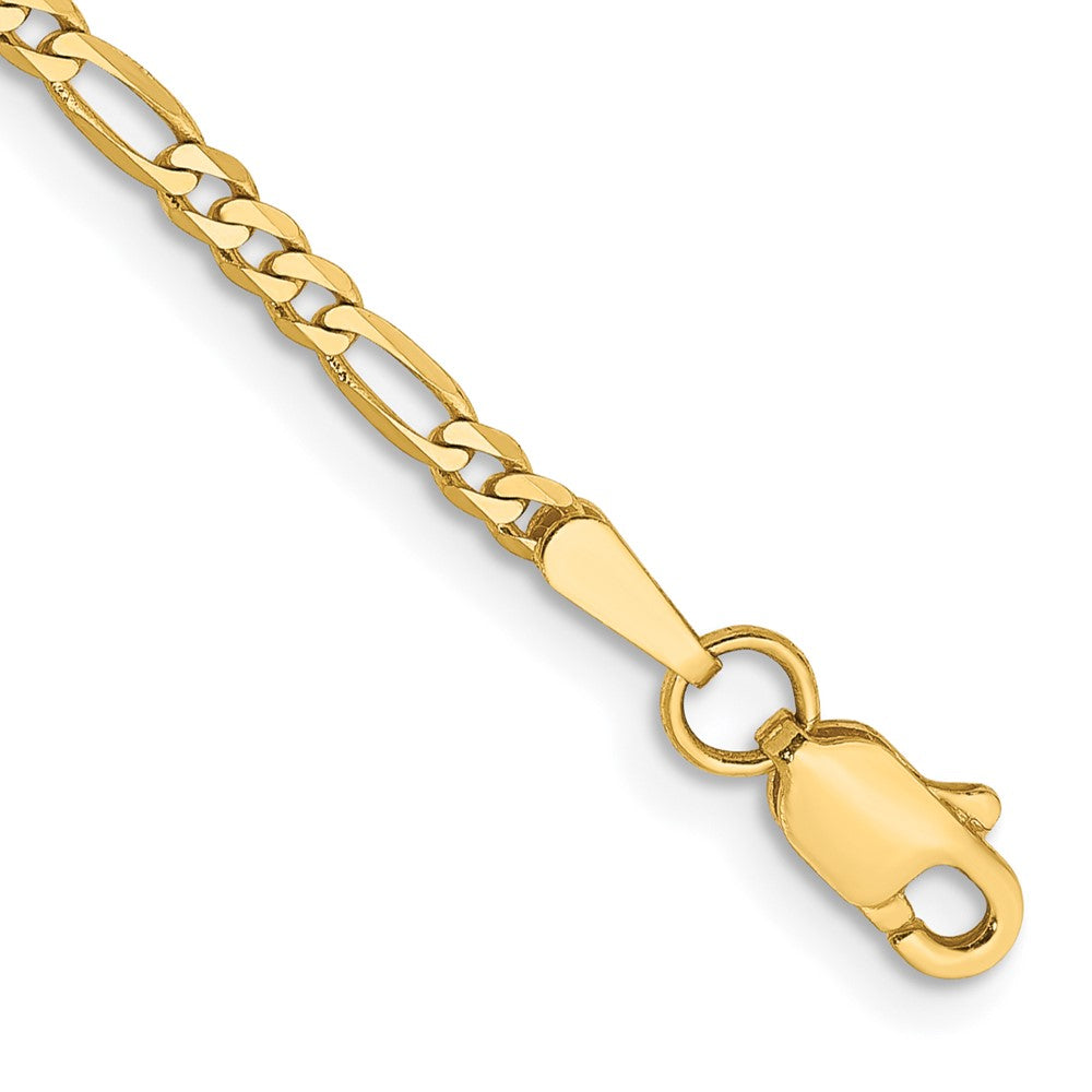 14K Gelbgold 2.25mm Flach Figaro mit Karabinerverschluss Kette Fußkettchen