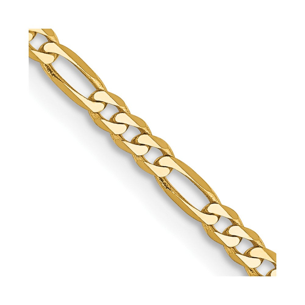 14K Gelbgold 2.25mm Flach Figaro mit Karabinerverschluss Halskette