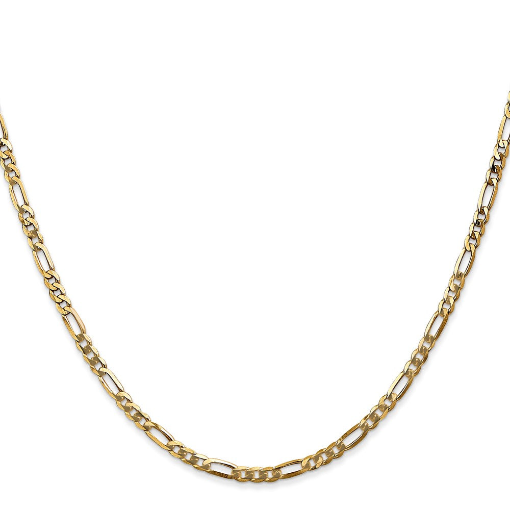 14K Gelbgold 2.75mm Flach Figaro mit Karabinerverschluss Halskette