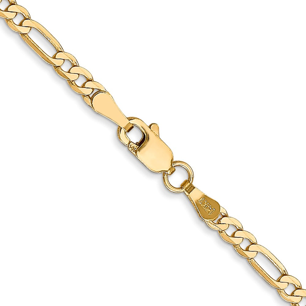 14K Gelbgold 2.75mm Flach Figaro mit Karabinerverschluss Halskette