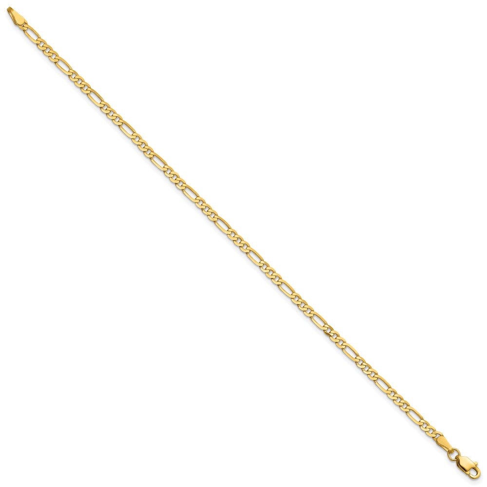 14K Gelbgold 2.75mm Flach Figaro mit Karabinerverschluss Gliederarmband