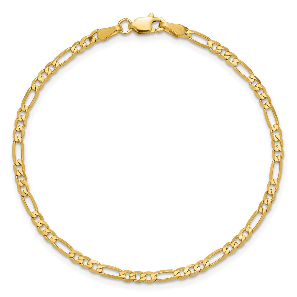 14K Gelbgold 2.75mm Flach Figaro mit Karabinerverschluss Gliederarmband
