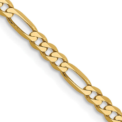 14K Gelbgold 2.75mm Flach Figaro mit Karabinerverschluss Halskette