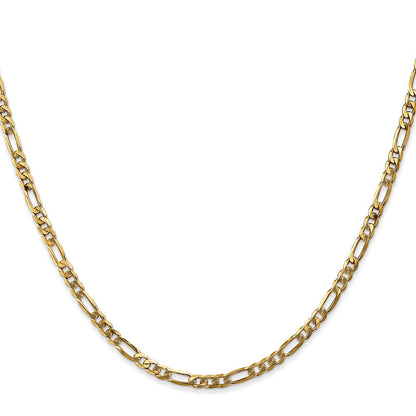 14K Gelbgold 3mm Flach Figaro mit Karabinerverschluss Halskette