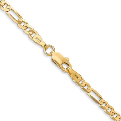 14K Gelbgold 3mm Flach Figaro mit Karabinerverschluss Halskette